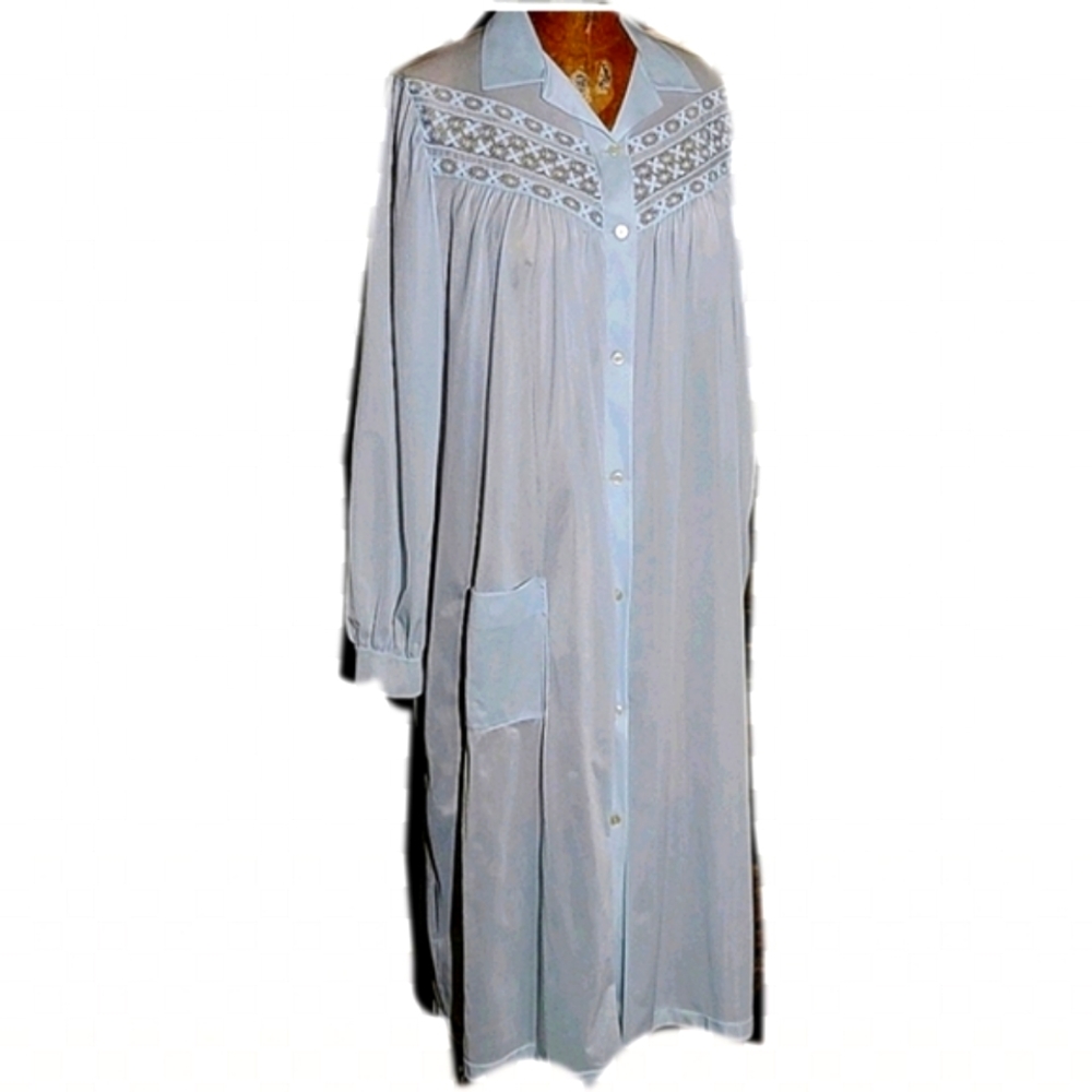 Vintage Sears nylon light blue robe. Late 1970s
